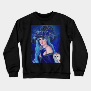 Charmed witch with owl by Renee  L. Lavoie Crewneck Sweatshirt